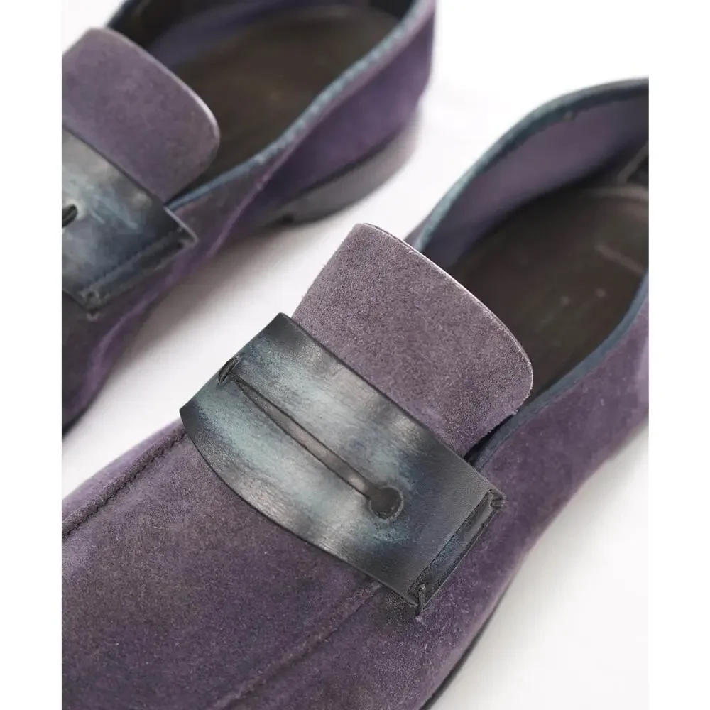 $960 ZEGNA - Navy Blue Suede Asola Loafers - US 11 (UK10)
